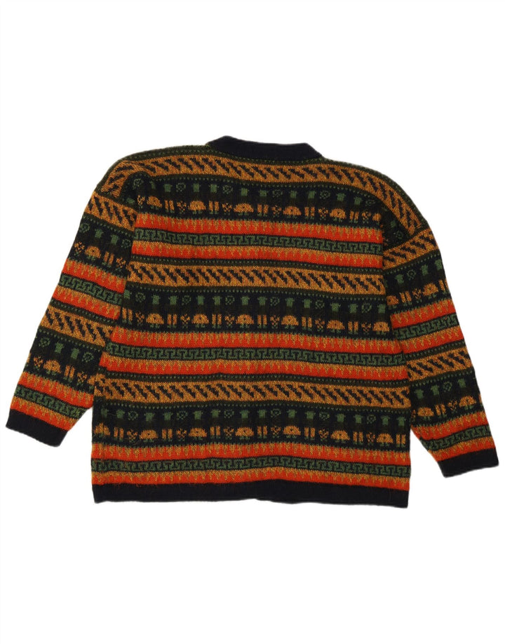 Vintage Womens Cardigan Sweater UK 14 Medium Multicoloured Geometric
