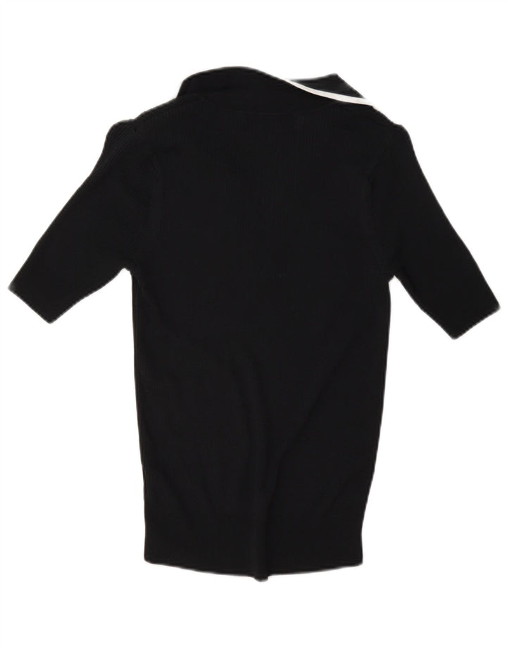 Marks & Spencer Damen Poloshirt UK 8 Small Schwarze Viskose