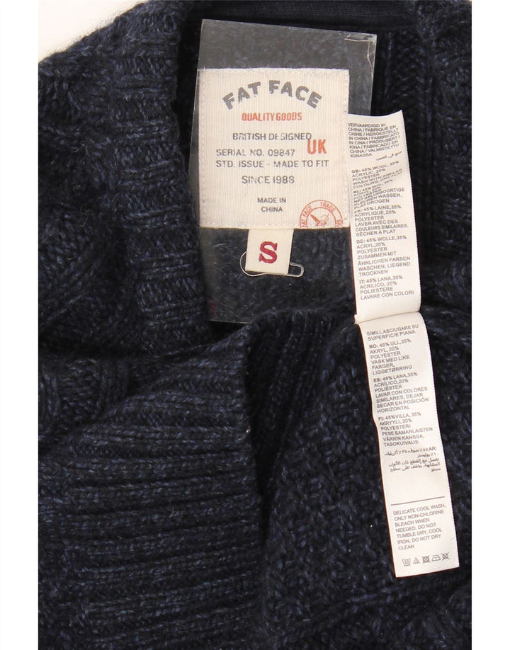 Fat Face Herren-Pullover mit U-Boot-Ausschnitt, Größe S, marineblaue Wolle