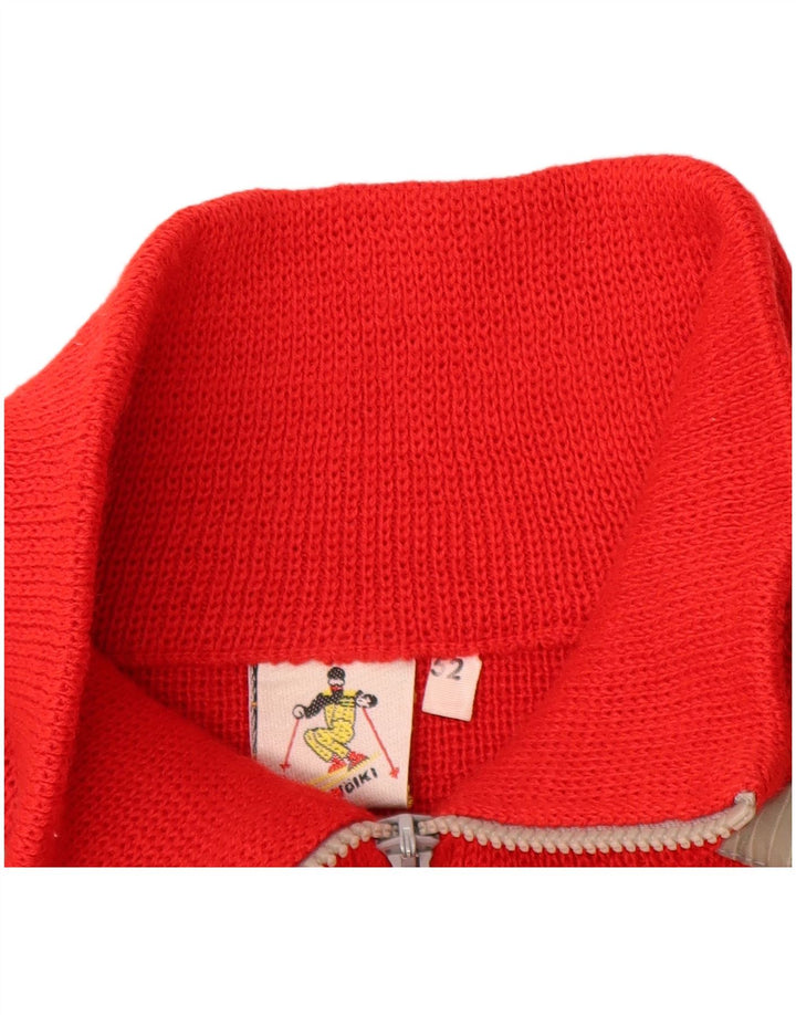 Völkl Herren-Pullover mit Reißverschluss am Hals, IT 52, große rote Colourblock-Wolle