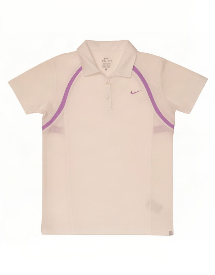 Nike Damen Dri Fit Poloshirt UK 12/14 Mittelweißes Polyester