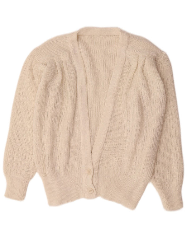 Vintage Damen Cardigan Pullover UK 14 Mittelweiß
