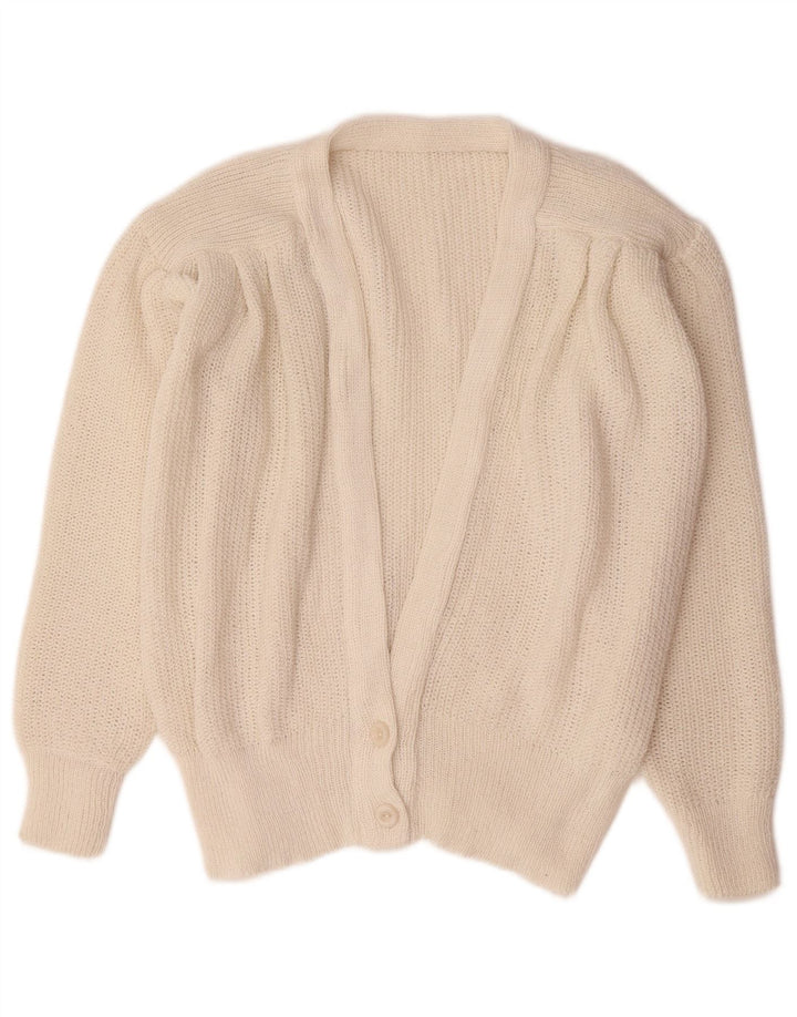 Vintage Damen Cardigan Pullover UK 14 Mittelweiß