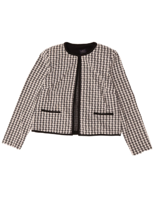Marks & Spencer Damen Bolerojacke UK 12 Mittelschwarz kariertes Polyester
