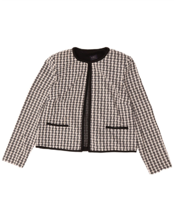 Marks & Spencer Damen Bolerojacke UK 12 Mittelschwarz kariertes Polyester