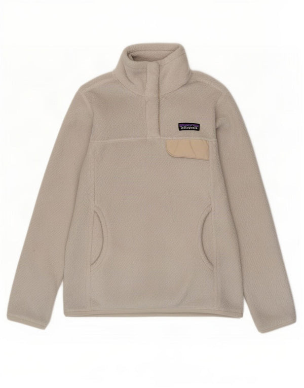 Patagonia Damen-Fleecepullover mit Knopfkragen, UK 6, XS, Weiß, Polyester