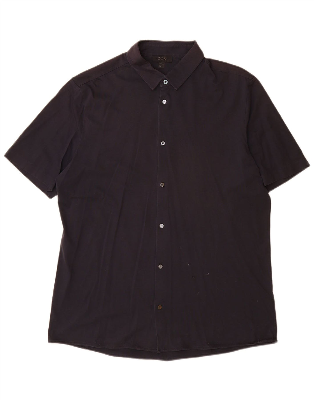 Cos Herren-Kurzarmhemd, groß, marineblau, Baumwolle