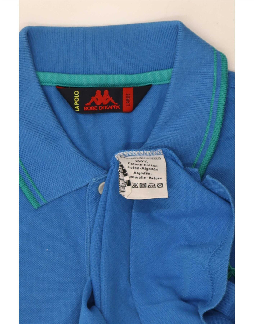 Kappa Herren-Poloshirt, groß, blau gestreift, Baumwolle