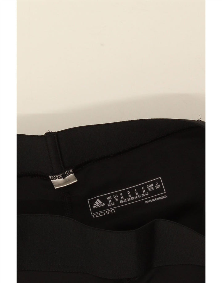 ADIDAS Damen Graphic Capri Leggings UK 12/14 Medium Schwarz