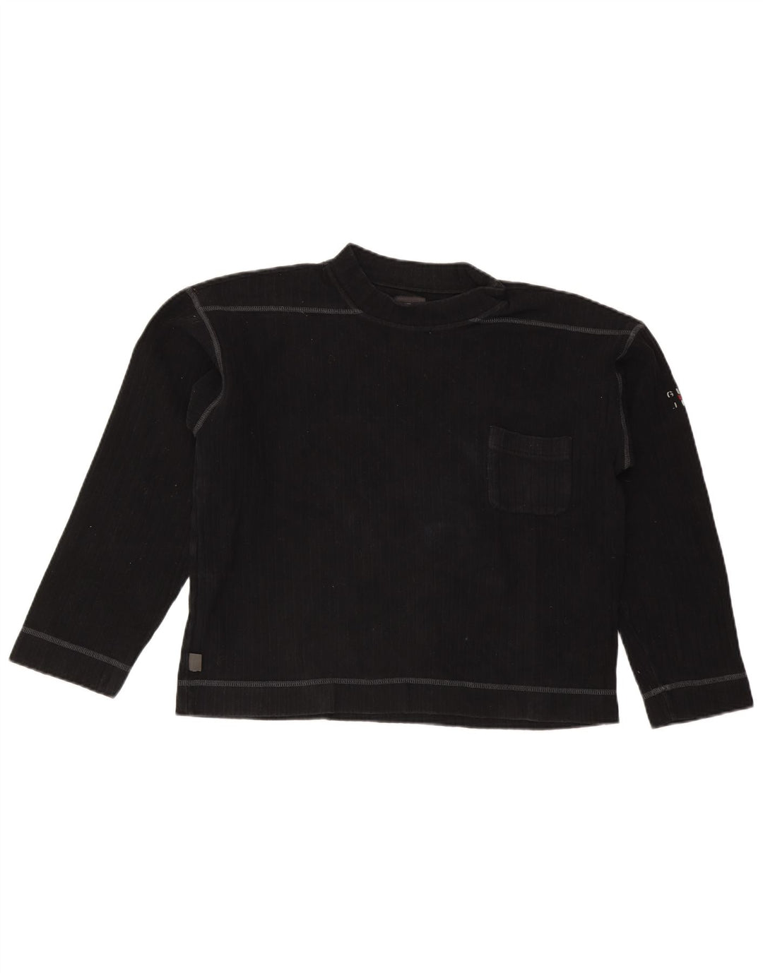 Guess Damen Top Langarm UK 14 Medium Schwarz Baumwolle