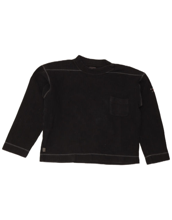 Guess Damen Top Langarm UK 14 Medium Schwarz Baumwolle