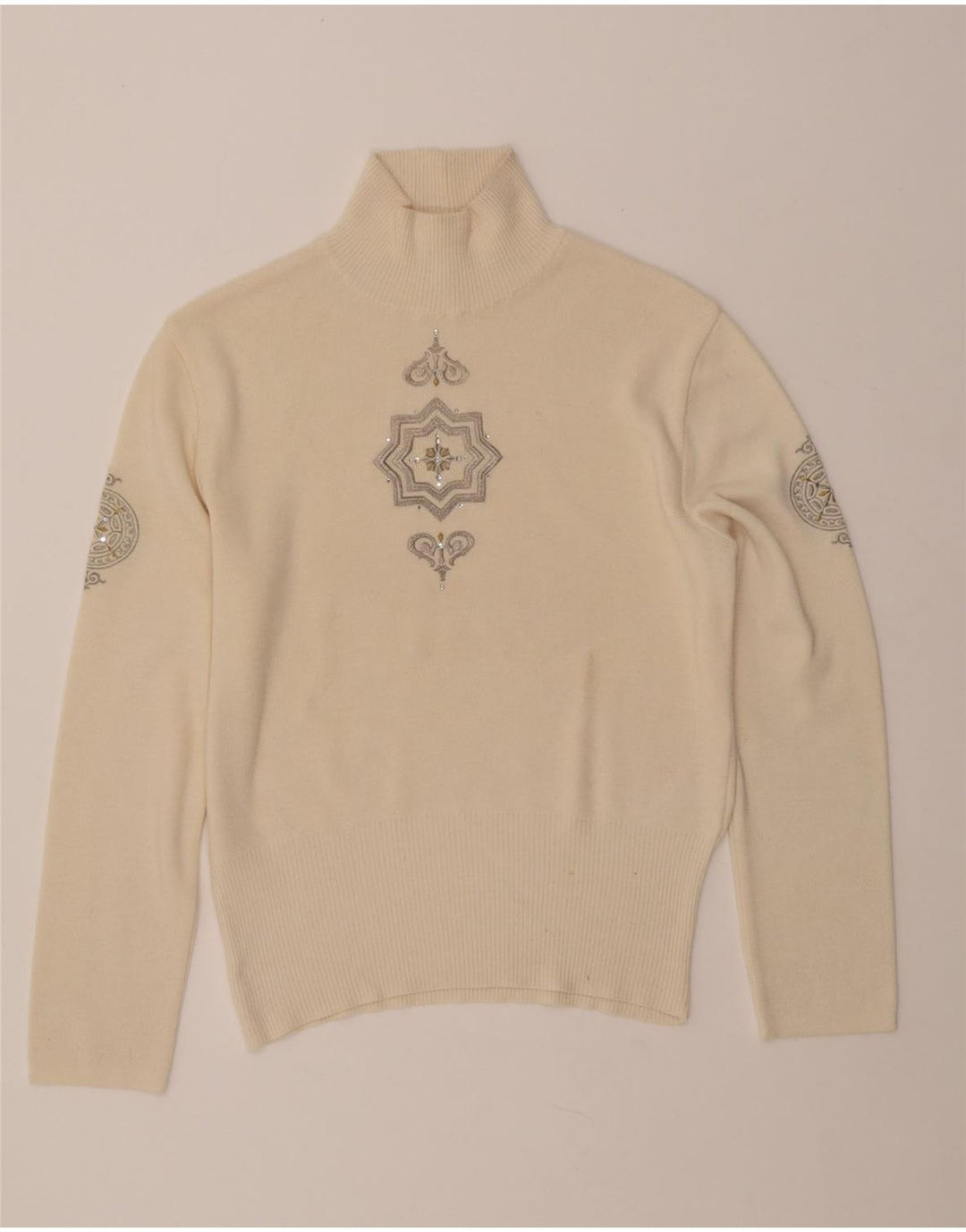 BOGNER Damen-Pullover mit Rollkragen, Gr. 40, Beige, Paisley-Wolle