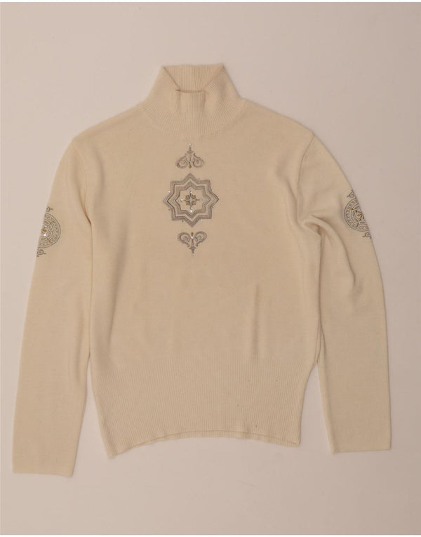 BOGNER Damen-Pullover mit Rollkragen, Gr. 40, Beige, Paisley-Wolle