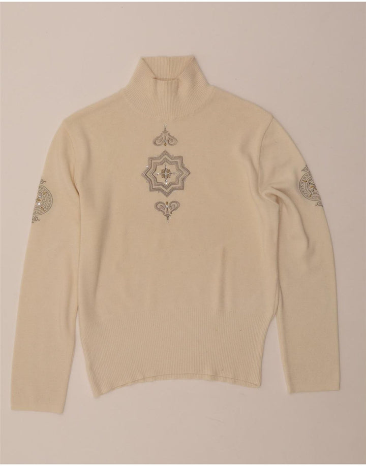 BOGNER Damen-Pullover mit Rollkragen, Gr. 40, Beige, Paisley-Wolle