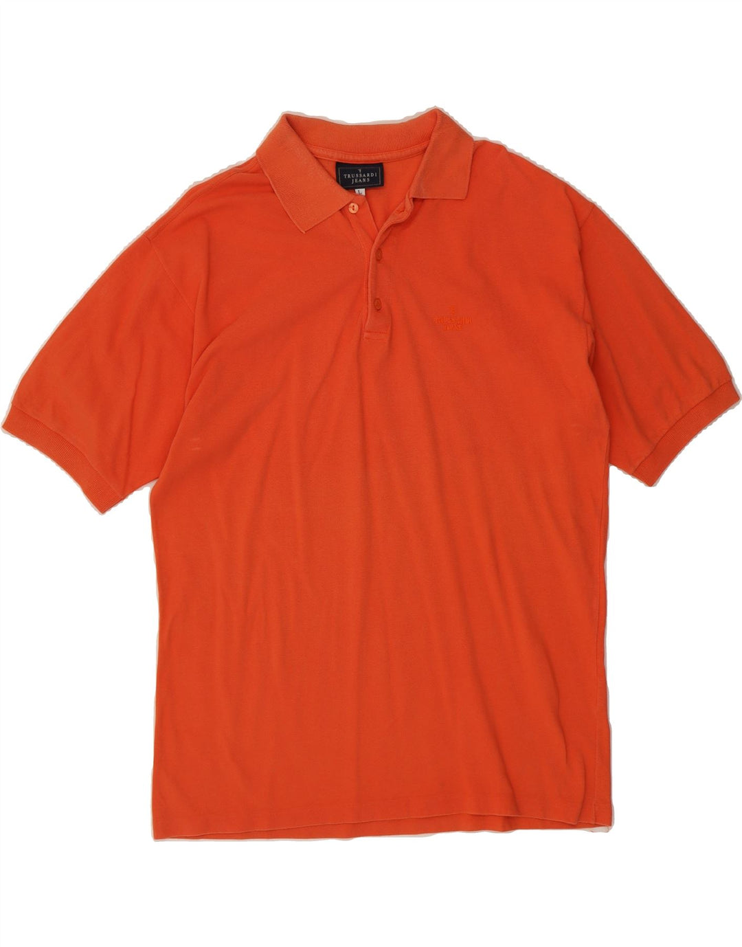 TRUSSARDI JEANS Mens Polo Shirt Large Orange Cotton Vintage Trussardi Jeans and Second-Hand Trussardi Jeans from Messina Hembry 
