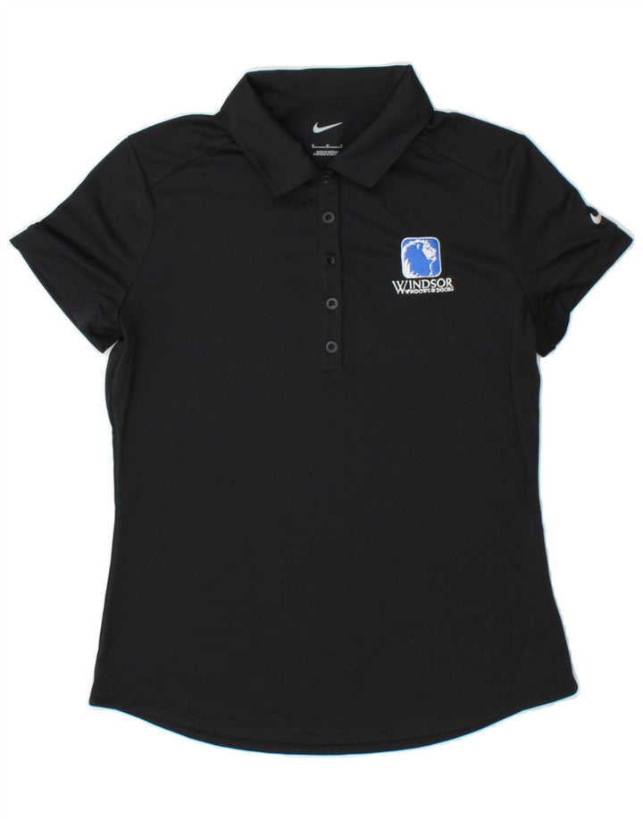 NIKE Womens Windsor Polo Shirt UK 12 Medium Black Polyester Vintage Nike and Second-Hand Nike from Messina Hembry 