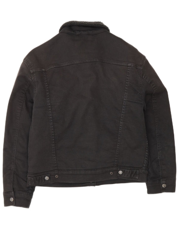 Levi's Damen Denim Sherpa Jacke UK 10 Small Schwarz Baumwolle