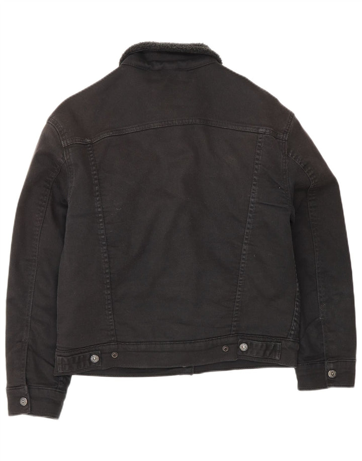 Levi's Damen Denim Sherpa Jacke UK 10 Small Schwarz Baumwolle