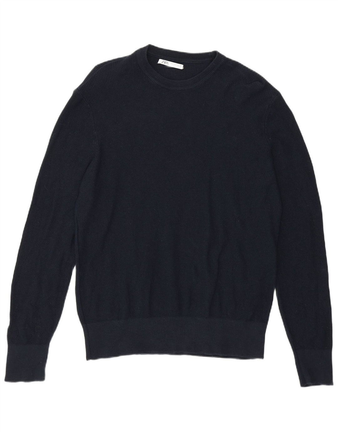 Zara Herren-Pullover mit Rundhalsausschnitt, Größe S, Marineblau