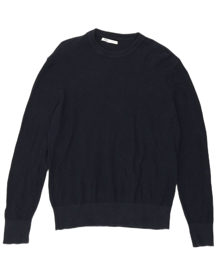 Zara Herren-Pullover mit Rundhalsausschnitt, Größe S, Marineblau