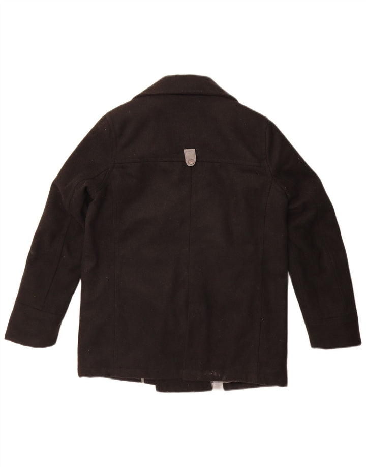 Dkny Womens Pea Coat UK 10 Small Schwarzes Colourblock-Polyester