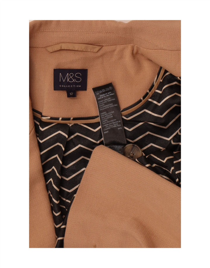 Marks & Spencer Damen-Blazer mit 1 Knopf, UK 12, Mittelbraun, Polyester
