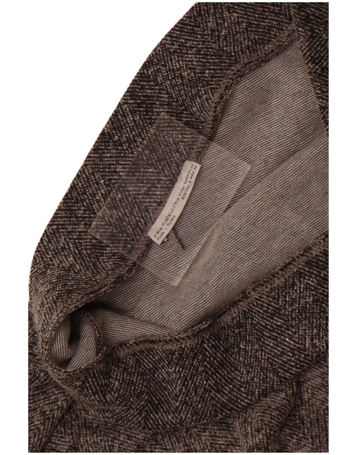 Zara Damen-A-Linien-Rock, Größe L, W30, Grau, Fischgrätenmuster