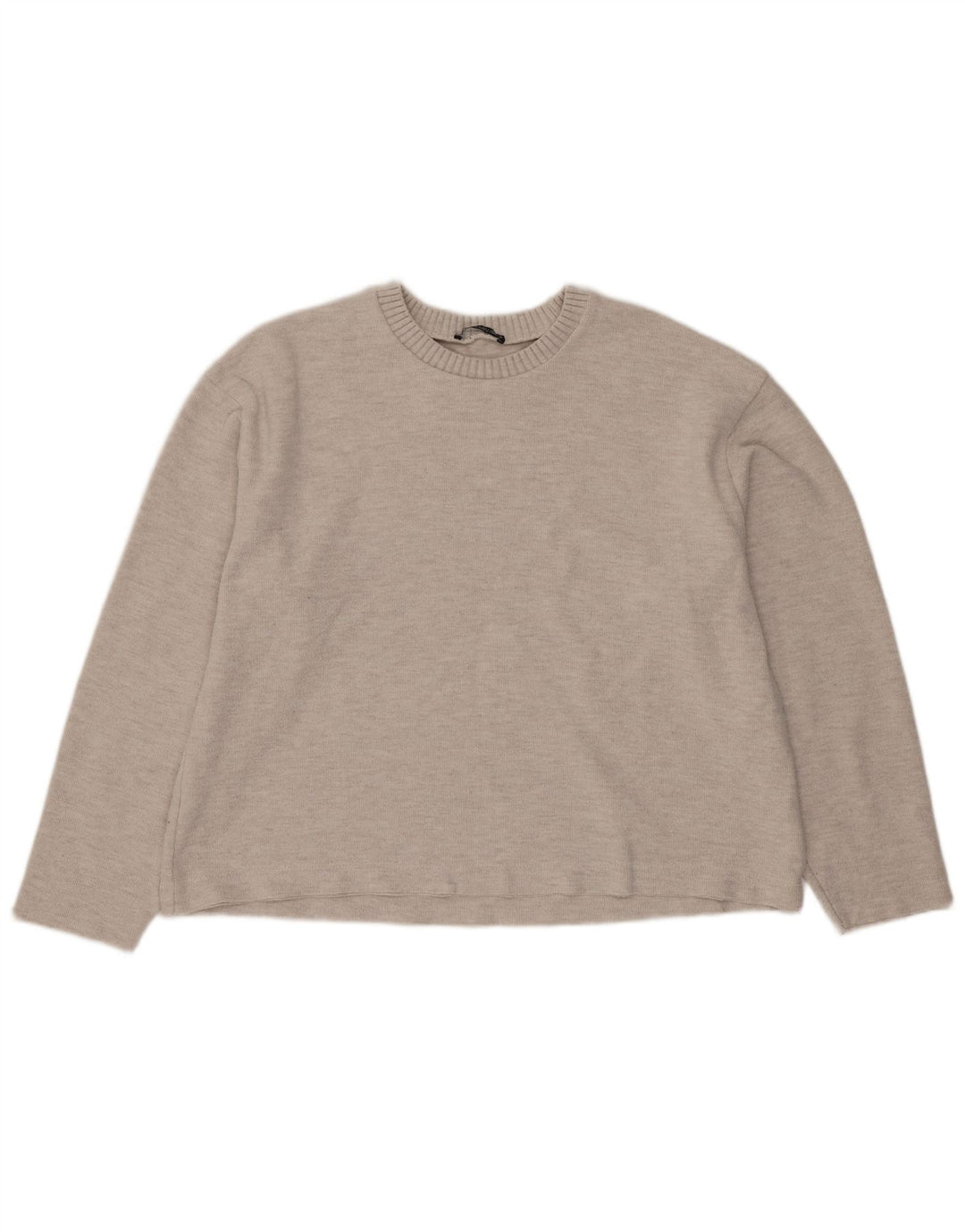 Zara Damen Crop Bluse Top UK 16 Large Beige Polyester