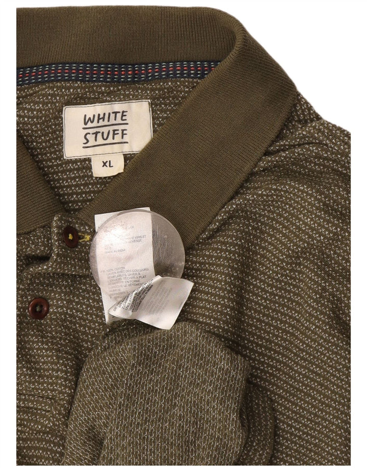 White Stuff Herren-Poloshirt XL, Khaki, gestreift, Baumwolle