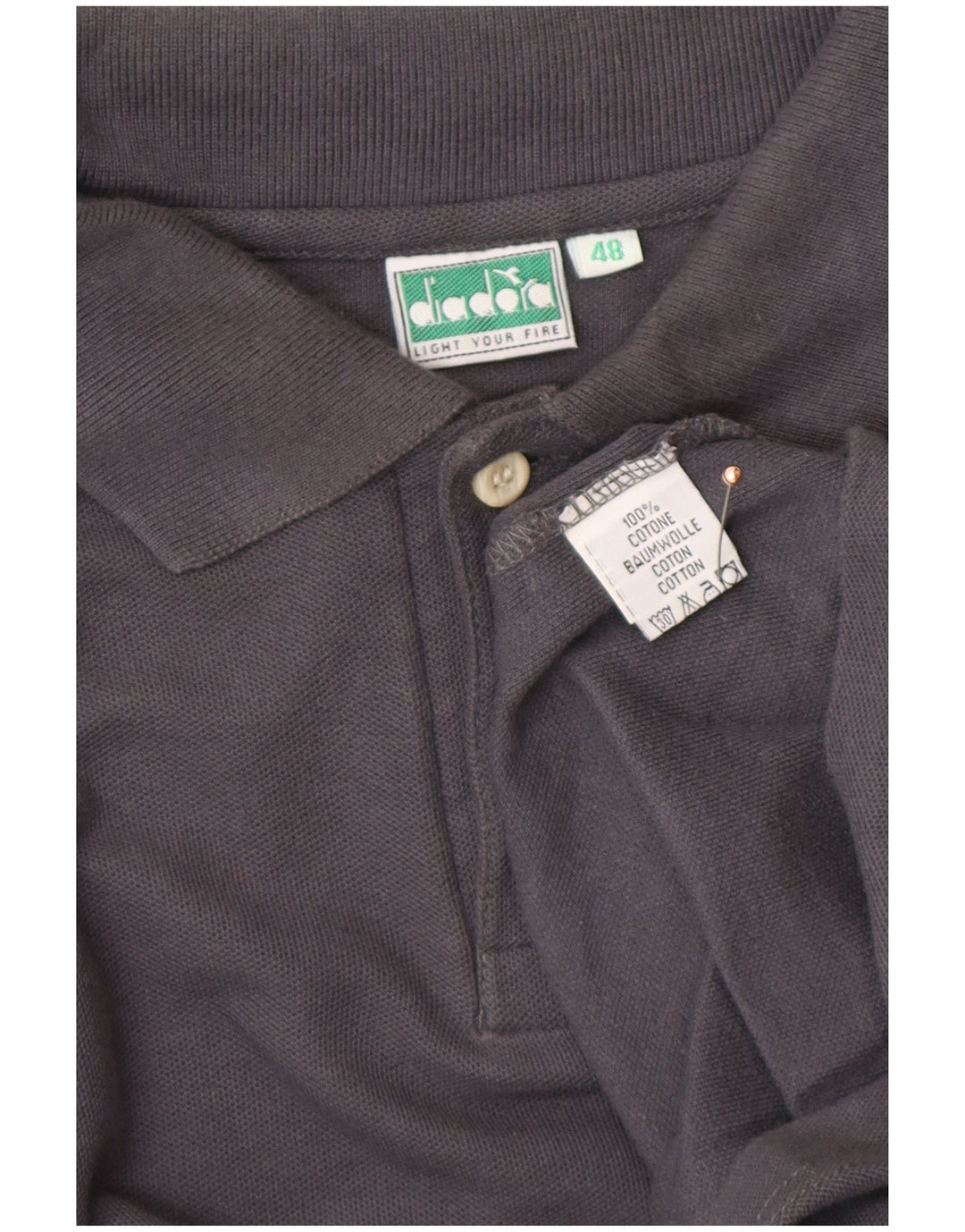 DIADORA Herren-Langarm-Poloshirt IT 48 Mittelgraue Baumwolle