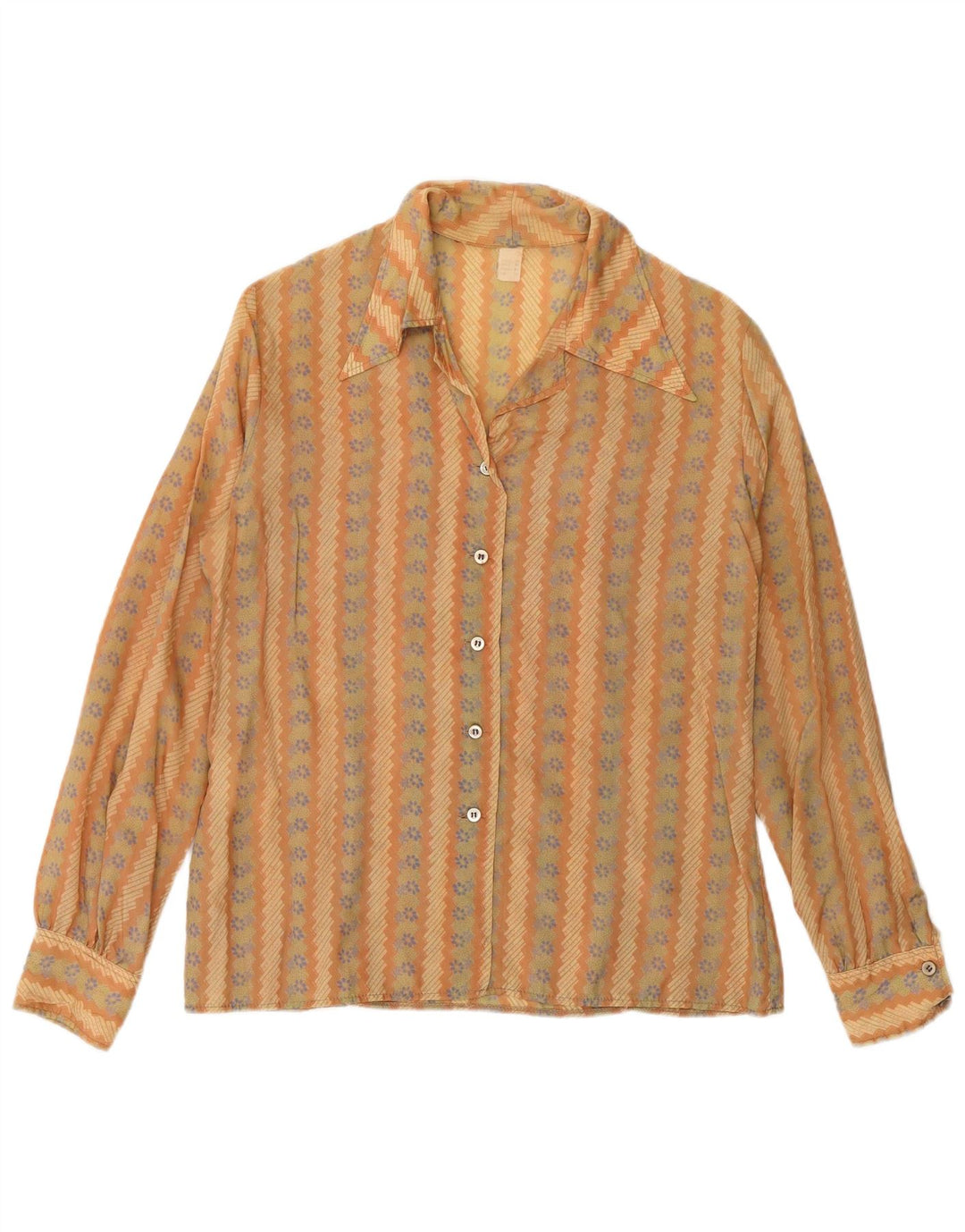 Vintage Damen Shirt UK 16 Large Beige Floral