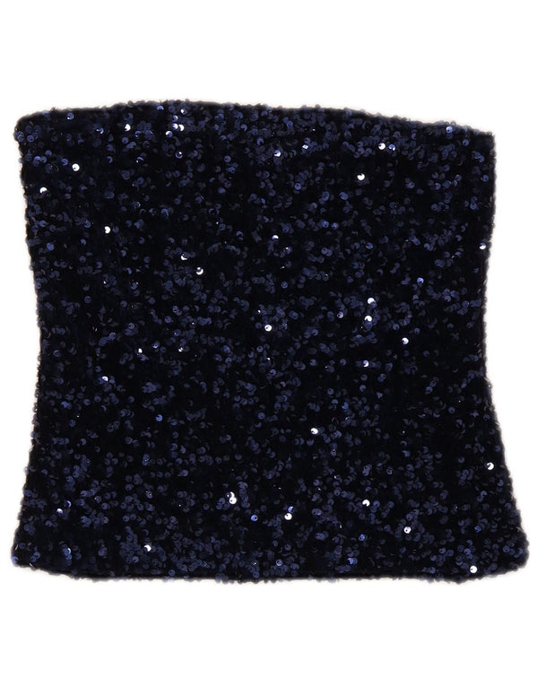 Etam Womens Crop Strapless Top UK 10 Small Navy Blue Polyester
