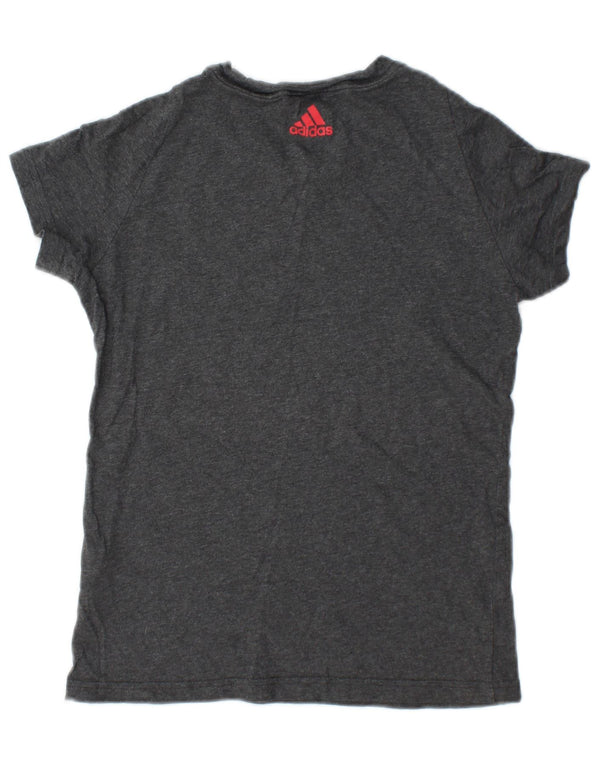 Adidas Damen Graphic T-Shirt Top UK 8/10 Small Graue Baumwolle