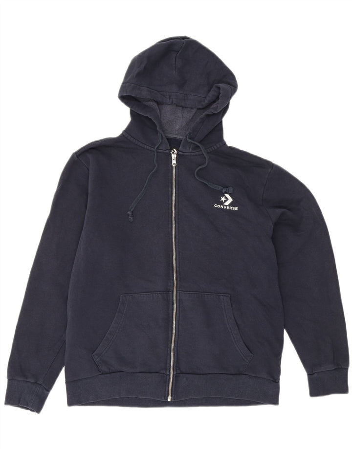 CONVERSE Herren-Kapuzenpullover mit Reißverschluss, mittlere marineblaue Baumwolle