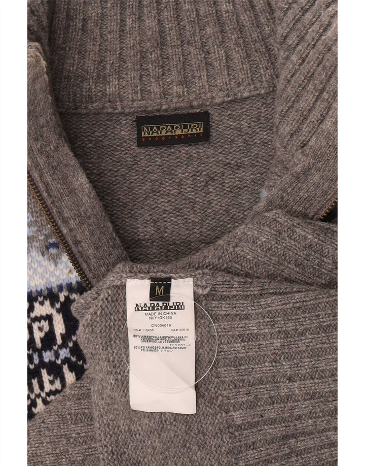 Napapijri Herren Geographic Zip Neck Pullover Pullover Mittelgrau Fair Isle