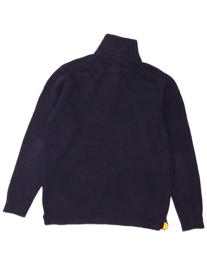 Boden Herren-Pullover mit Reißverschluss am Hals, groß, marineblaue Lammwolle