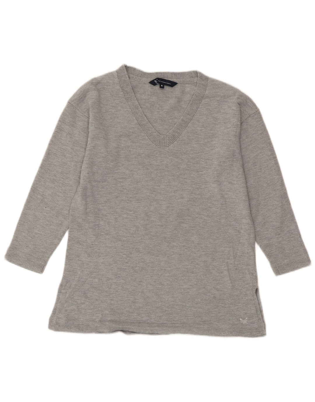 CREW CLOTHING Damen-Pullover mit V-Ausschnitt, Gr. 8, Größe S, Grau meliert