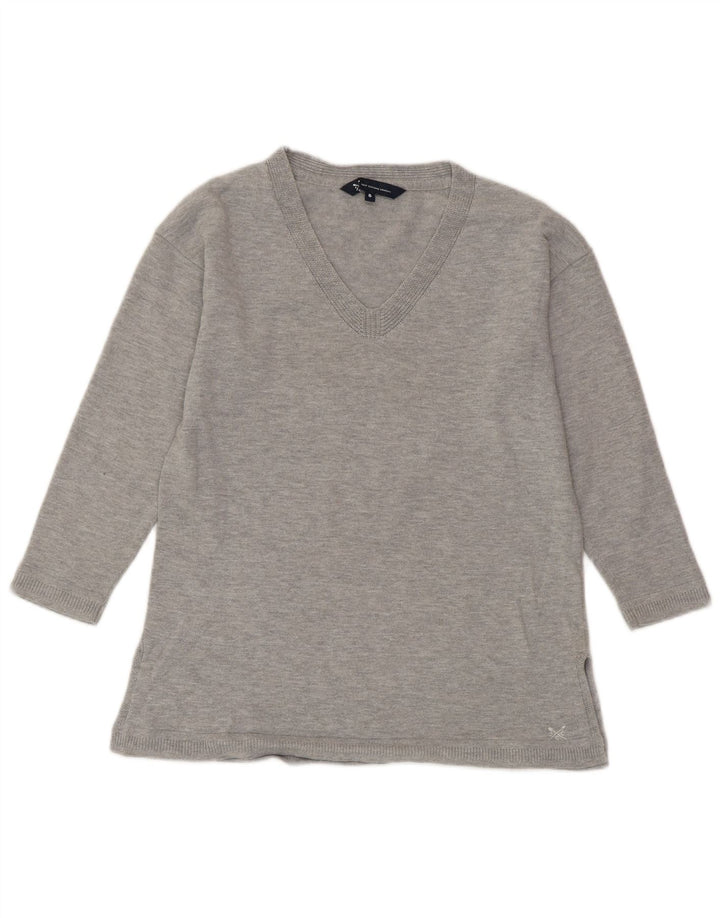 CREW CLOTHING Damen-Pullover mit V-Ausschnitt, Gr. 8, Größe S, Grau meliert