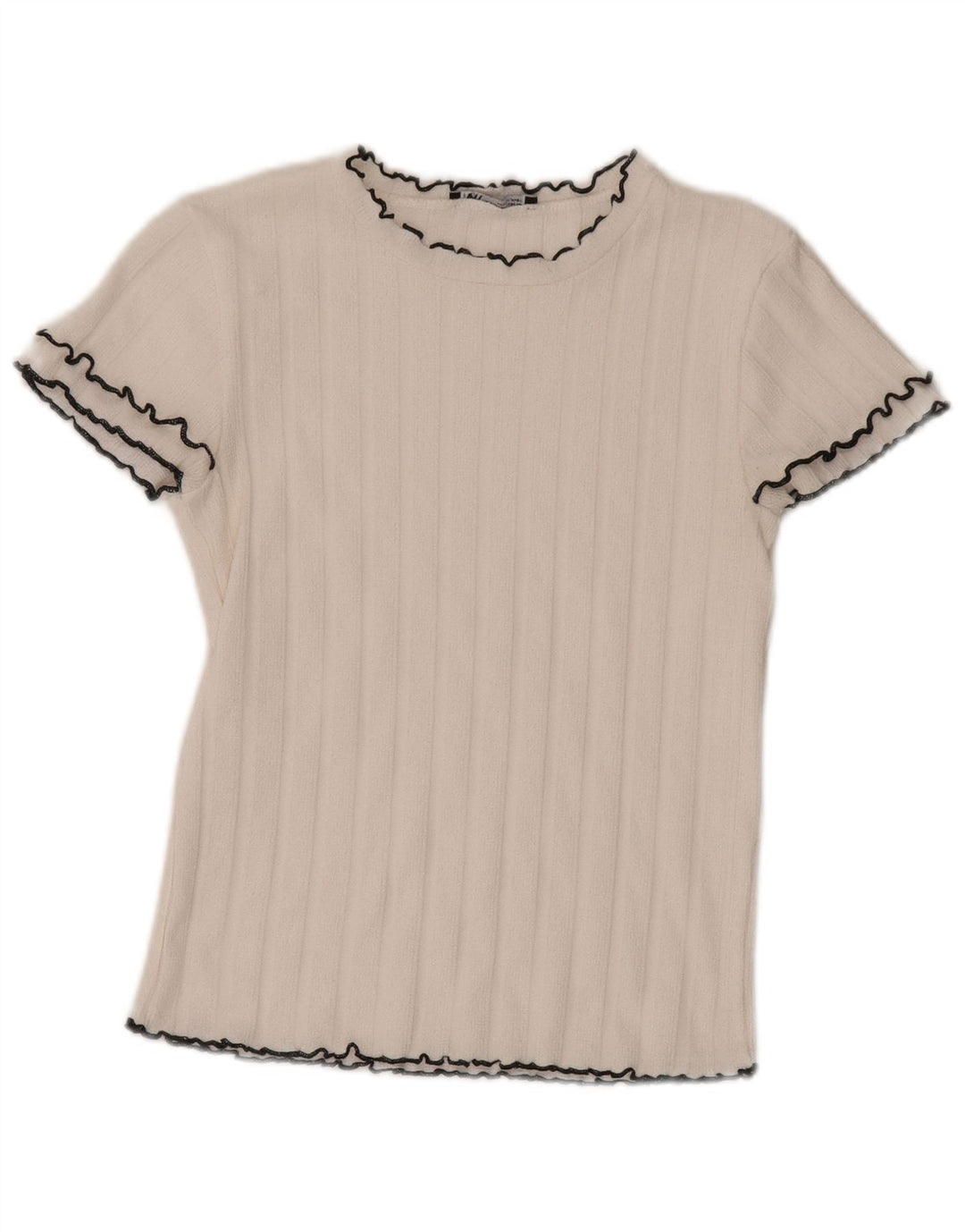 Zara Damen T-Shirt Top UK 12 Medium Weiß