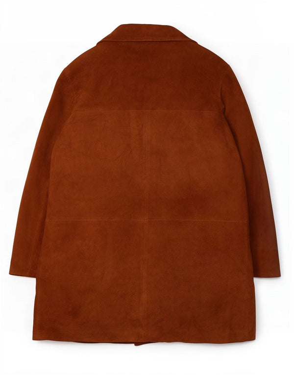 Vintage Womens Suede Overcoat UK 14 Large Beige