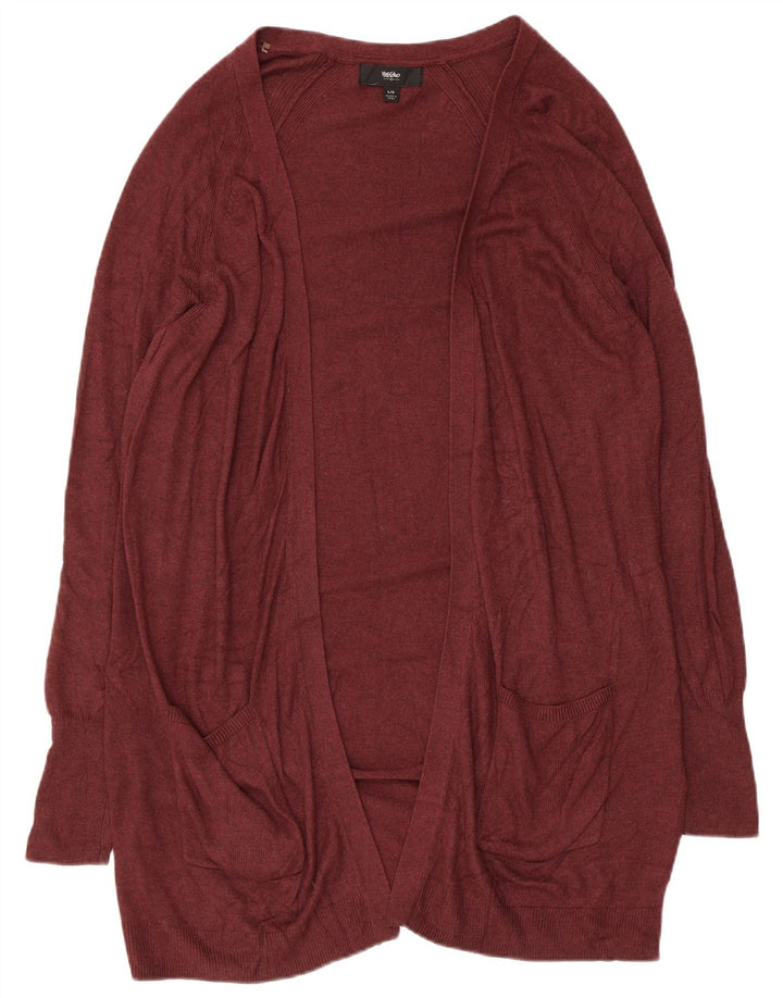 MOSSIMO Damen Longline Open Cardigan Pullover UK 14 Large Burgundy Nylon