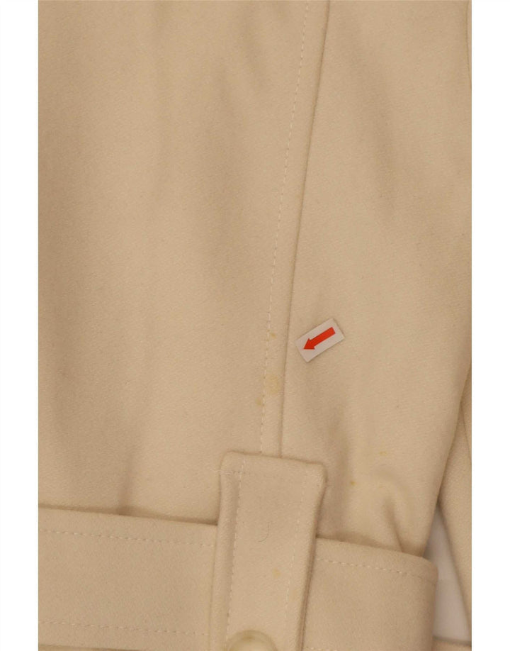Benetton Damen Zweireihiger Mantel IT 40 Small Beige Wolle