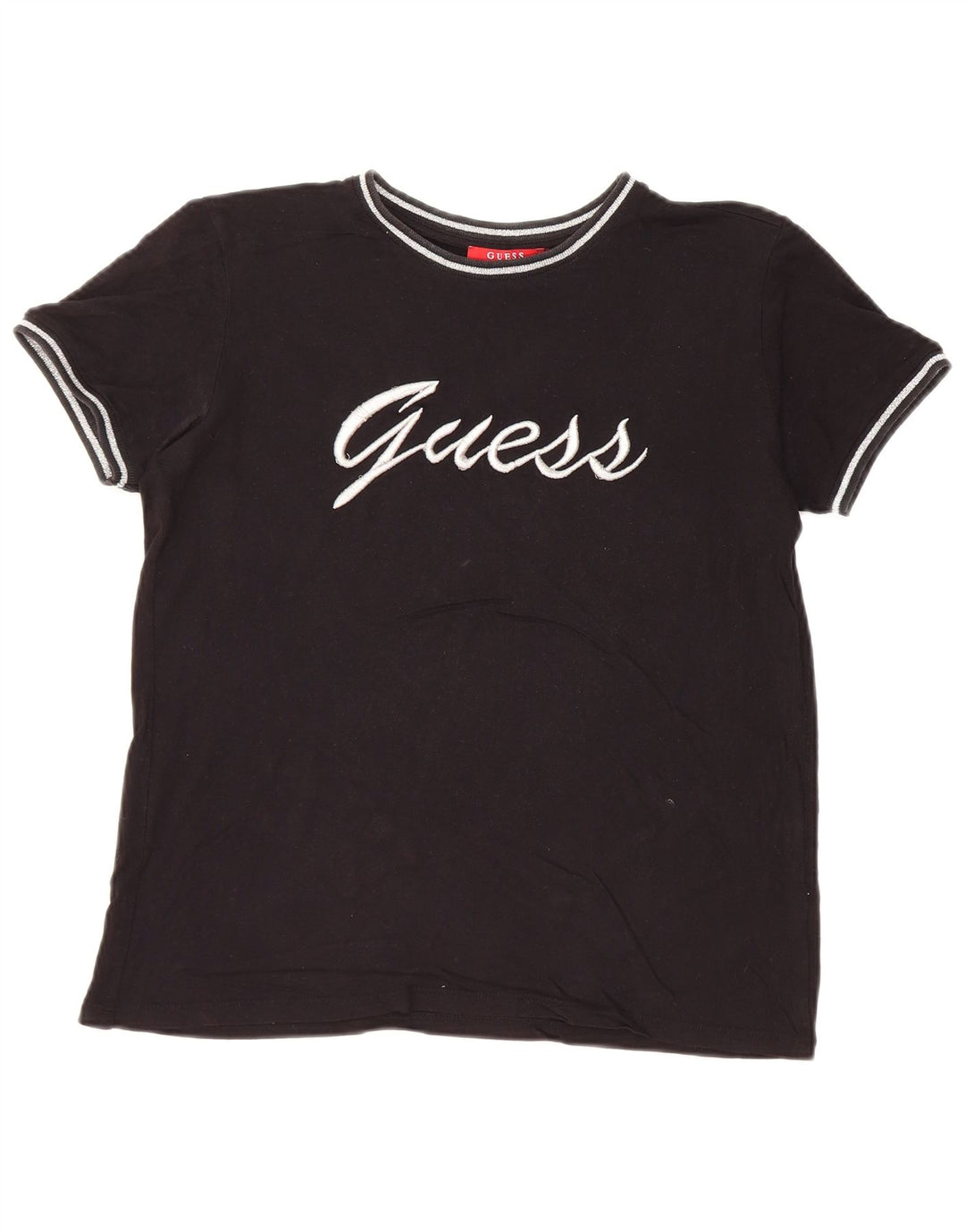GUESS Damen Übergroßes Grafik-T-Shirt-Oberteil UK 6 XS Schwarz