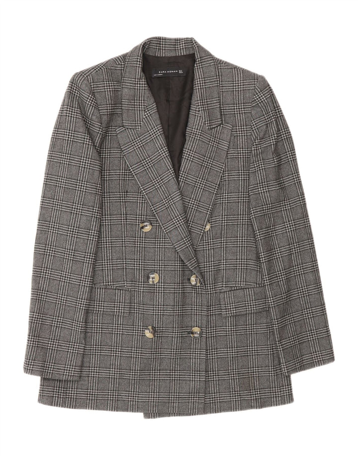 Zweireihiger Blazer für Damen von Zara, Gr. 10, klein, grau kariert, Polyester