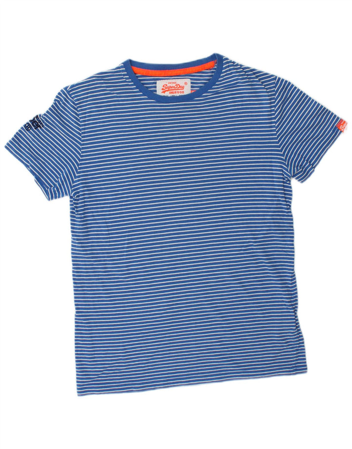 SUPERDRY Herren-T-Shirt-Oberteil, klein, blau gestreift, Baumwolle