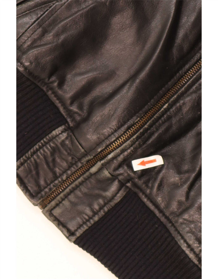 Vintage Herren Lederjacke UK 38 Medium Schwarz