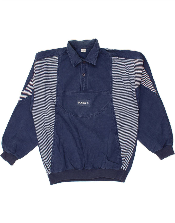 VINTAGE Herren-Sweatshirt mit Rollkragen, IT 50, mittelblau gestreift