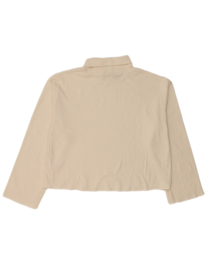 Zara Damen Top Langarm UK 16 Large Weiße Baumwolle