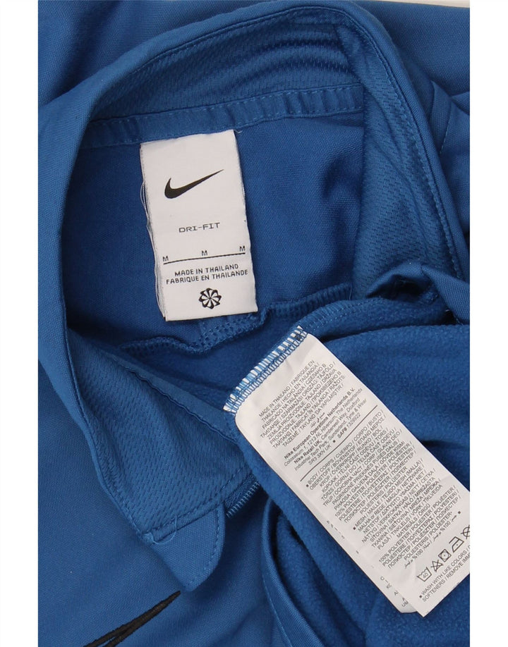 NIKE Herren Dri Fit Pullover-Trainingsanzugoberteil mit Reißverschluss, Mittelblaues Polyester