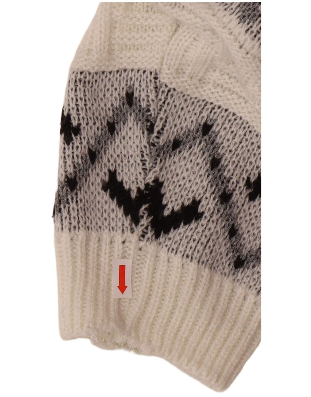 VINTAGE Herren-Pullover mit Rundhalsausschnitt, groß, weiß, Fair Isle